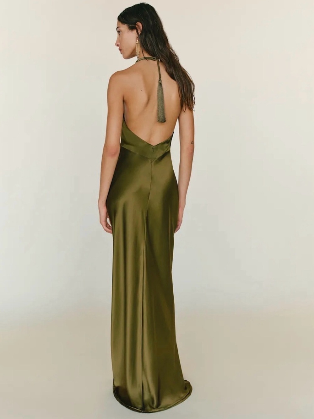 Reformation Bianca Silk Dress - Moss Green - Picture 2 of 3